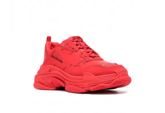 Find the Perfect Men's Style - Balenciaga Triple S - Cherry-Red, All-over Logo Print