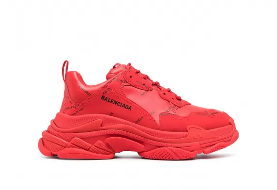 Shop Men's Balenciaga Triple S - Cherry-Red, All-over Logo Print