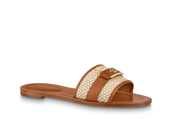 Shop Louis Vuitton Lock It Flat Mule Cognac Brown for Women