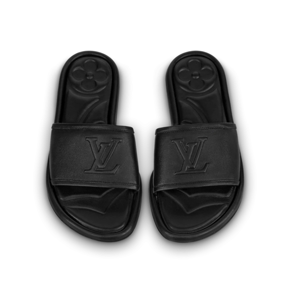 Women's Fashionable Magnetic Flat Mule Black by Louis Vuitton