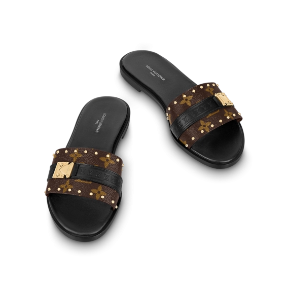 Women's Louis Vuitton Lock It Flat Mule Black - Get it Now!