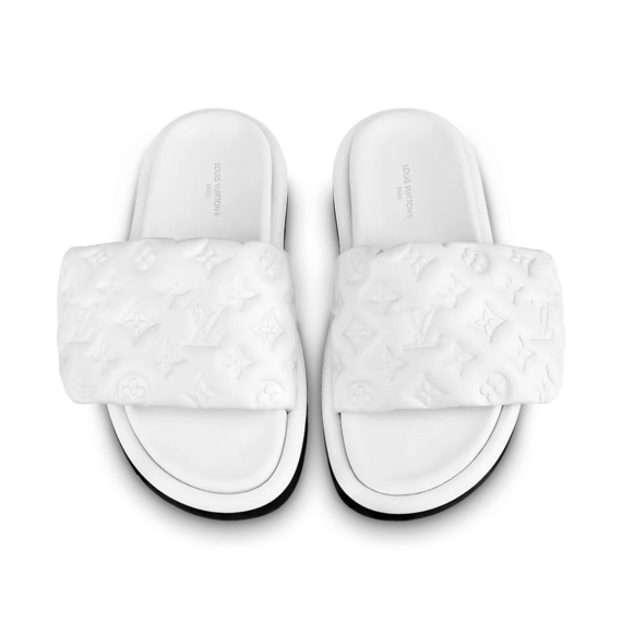 Luxury Comfort: Louis Vuitton Pool Pillow Flat Comfort Mule White for Women