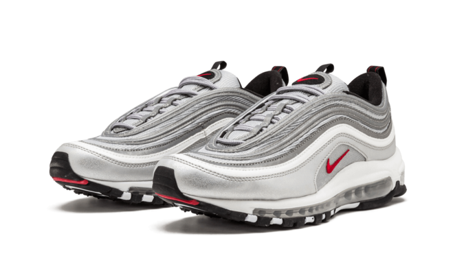 Get the Best Deal on Men's Nike Air Max 97 OG QS 2017 «Silver Bullet» METALLIC SILVER/VARSITY RED 884421 001.