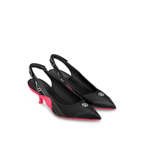 Women's Designer Shoes: Louis Vuitton Archlight Slingback Pump in Black & Fuchsia Pink