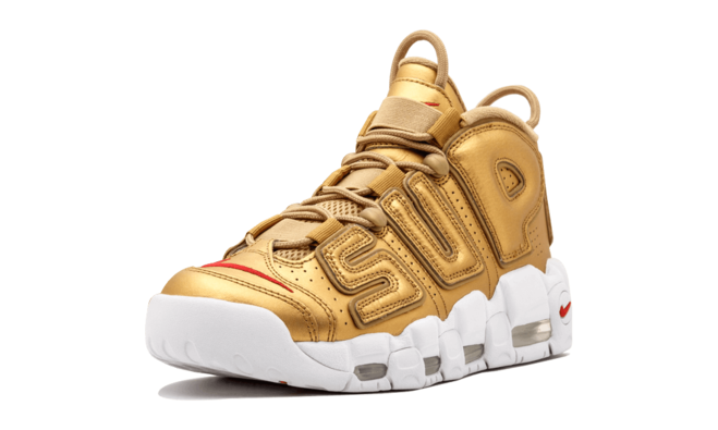 Be the Best Dressed with Men's Nike Air More Uptempo Supreme Suptempo Gold!