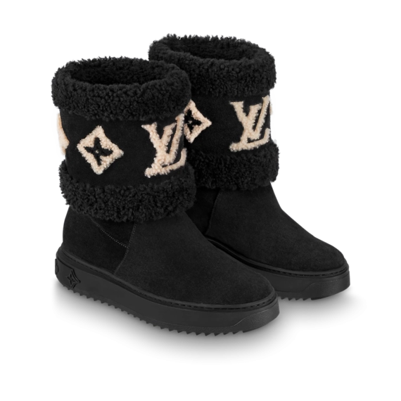 Fashion Designer Online Shop - Buy Louis Vuitton Snowdrop Flat Ankle Boot Black for Women's with a Discount!