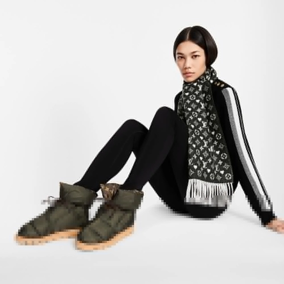 Women's Designer Style: Louis Vuitton Pillow Comfort Ankle Boot Khaki Green