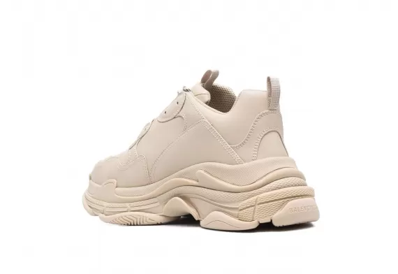 Get a Stylish Look with Balenciaga Triple S - Beige Faux Leather Men's Shoes - Discounted Prices!