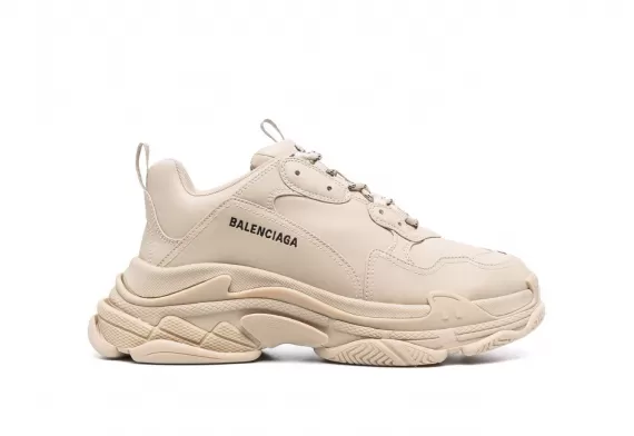 Shop Balenciaga Women's Triple S Beige Faux Leather Sneakers with Discount