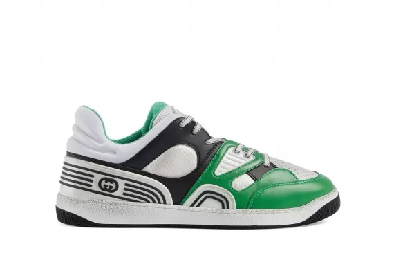 Men's Gucci Basket Low-Top Sneakers - Black/Green/White - Shop Now!