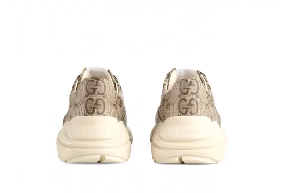 Stand Out From The Crowd - Men's Gucci Rhyton Lace-up Sneakers With Monogram Pattern