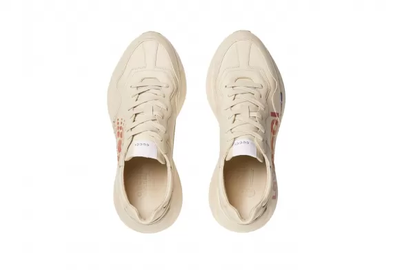 Men's Gucci Rhyton Leather Sneakers - Cream/Multicolour - Online Shopping Now!