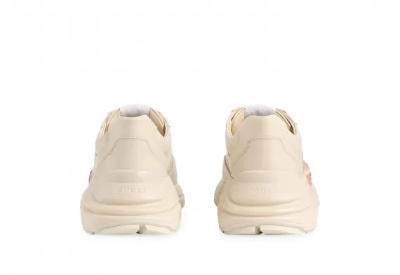 Men's Gucci Rhyton Low-Top Leather Sneakers - Cream/Multicolour Now Available