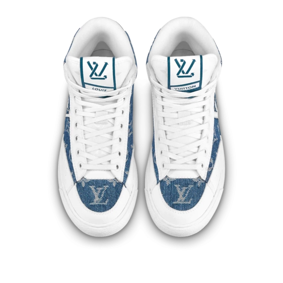 Save Money on Men's Louis Vuitton Charlie Sneaker Boot Blue - Shop Now!