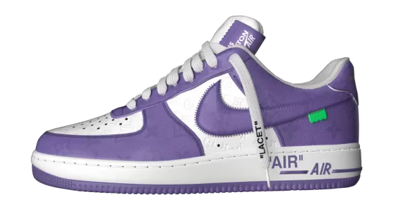 Men's Louis Vuitton and Nike Air Force 1 by Virgil Abloh Low Lilac with Discount