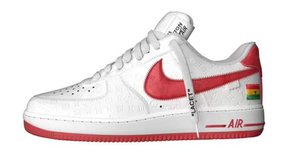 Shop Men's Louis Vuitton and Nike Air Force 1 White/Red by Virgil Abloh and Get Discount Now!