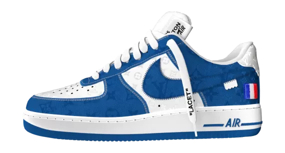 Shop the Louis Vuitton and Nike Air Force 1 by Virgil Abloh Low Blue and White for Men's - Buy Now!