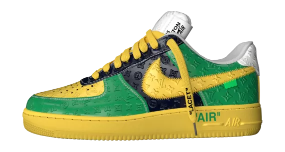 Men's Louis Vuitton and Nike Air Force 1 Low by Virgil Abloh Yellow/Green, Get Discount Now!