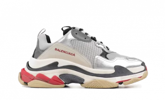 Shop Balenciaga Triple S Trainers for Women - Silver/Black/Red - Get a Sale Now!