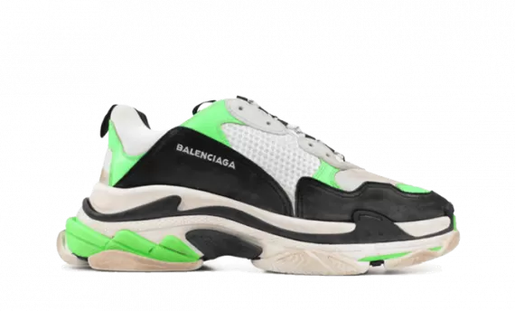 Balenciaga Triple S TRAINERS - White / Black / Neon - Men's Shoes - Shop Now and Get Discount!