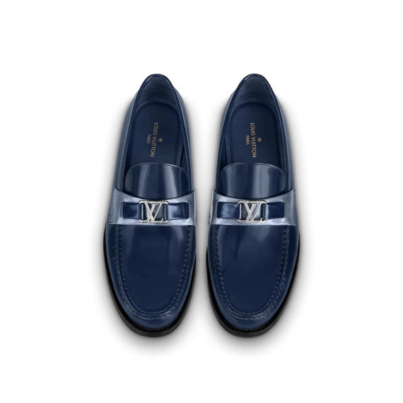Men's Fashion - Louis Vuitton Major Loafer Glazed Calf Leather Navy Blue - Get it Now!