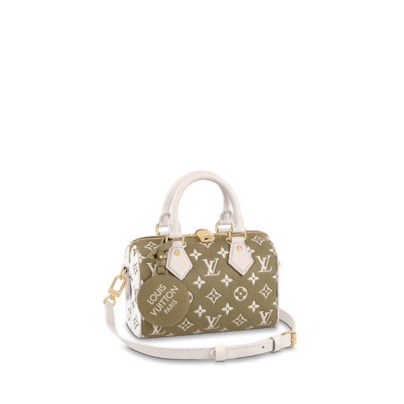 Shop Louis Vuitton Speedy Bandouliere 20 Khaki Green, Beige & Cream for Women's