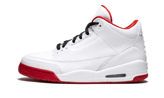 Men's Air Jordan 3 - WHITE/VARSITY-RED/BLACK - Get Discount Now!