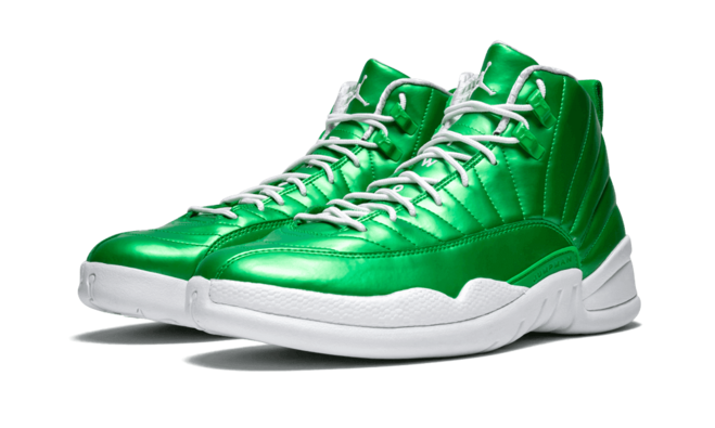 Women's Stylish Air Jordan 12 METALLIC GREEN/VARSITY WHITE - On Sale Now!