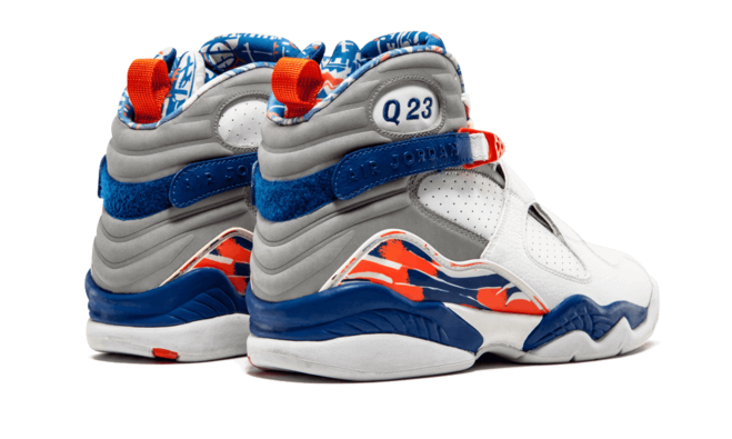 Discounted Air Jordan 8 Retro Q23 Quinten Richardson PE for Men - White/Blue Ribbon-Orange Flash