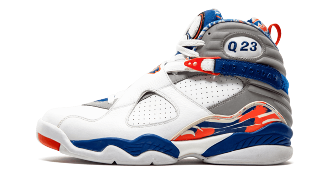 Shop Air Jordan 8 Retro Q23 Quinten Richardson PE for Men at Discounted Price - White/Blue Ribbon-Orange Flash