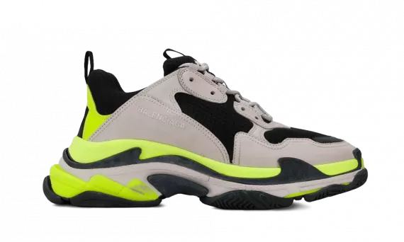 Women's Balenciaga Triple S Sneakers in GREY, YELLOW, FLUO, and BLACK - Shop Now and Enjoy Discount!