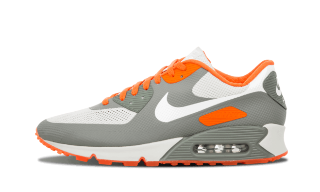 Shop the Nike Air Max 90 Hyperfuse ID Staple GREY/ORANGE men's sneaker online.