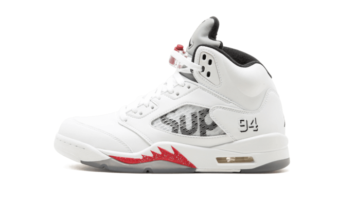 Women's Air Jordan 5 Retro - Supreme WHITE/BLACK-VARSITY RED, Get Discount Now!