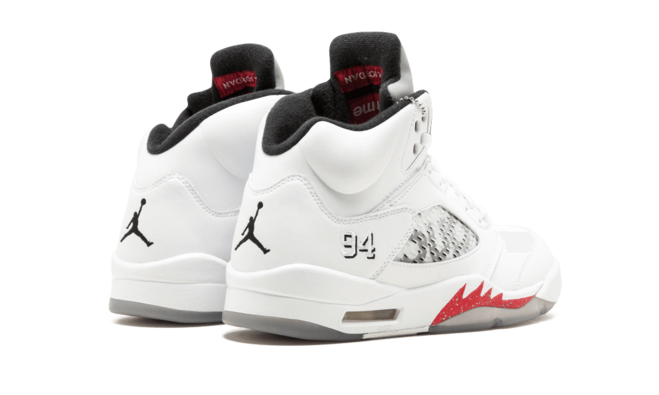 Women's Air Jordan 5 Retro - Supreme WHITE/BLACK-VARSITY RED, Get Discount Now at Fashion Designer Online Shop!