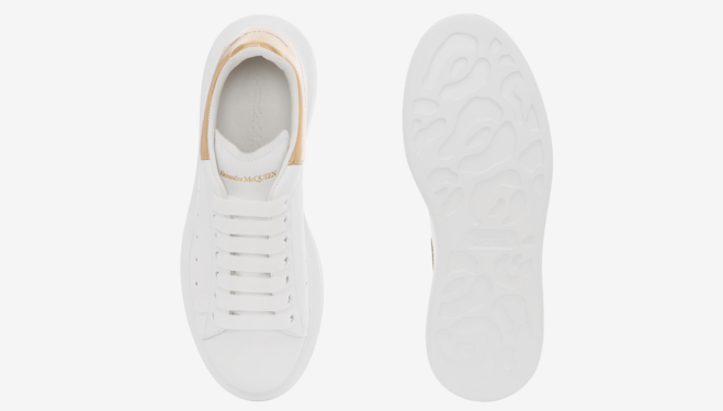 Stylish Women's Alexander McQueen Oversized Sneaker - Light Gold/White Buy Now