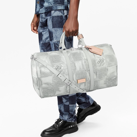 Louis Vuitton Keepall Bandouliere 50 Stone Gray - Men's Designer Bag On Sale!