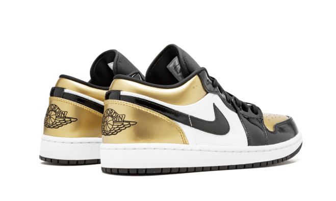 Get Mens Air Jordan 1 Low - Gold Toe BLACK/GOLD-BLACK Shoes at Discount Price