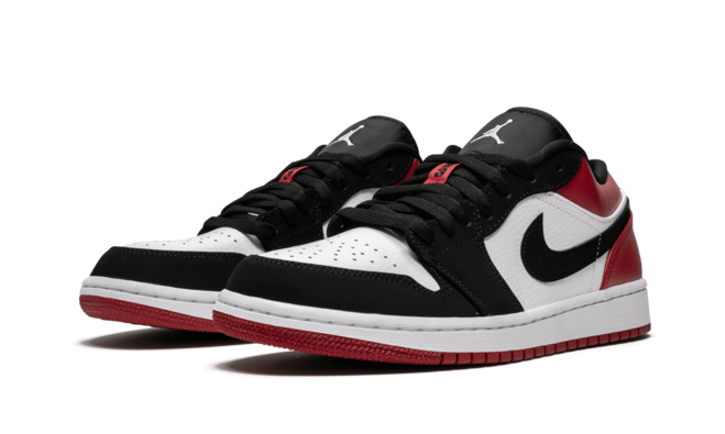 Shop Men's Air Jordan 1 Low - Black Toe WHITE/BLACK-GYM RED