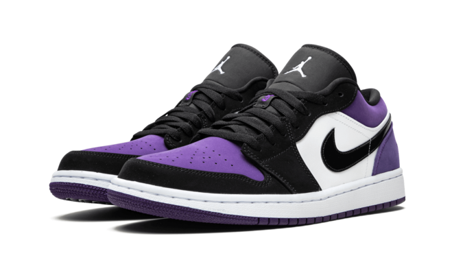 Be Stylish with Women's Air Jordan 1 Low - Court Purple WHITE/BLACK-COURT PURPLE!