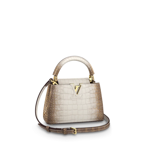 Discounted Louis Vuitton Capucines Mini Sahara Naturel Gold for Women