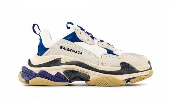 Men's Balenciaga Triple S Trainer White Navy Purple - Shop Discounted Now!