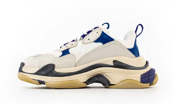 Women's Balenciaga Triple S Trainer White Navy Purple - 20% Savings at Shop!