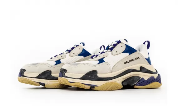 Women's Balenciaga Triple S Trainer White Navy Purple - 20% Off at Shop!