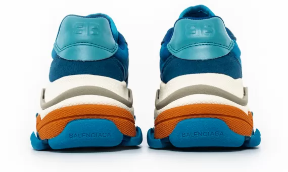 Women's Balenciaga Triple S Trainer Blue White Orange - Get Discount Now