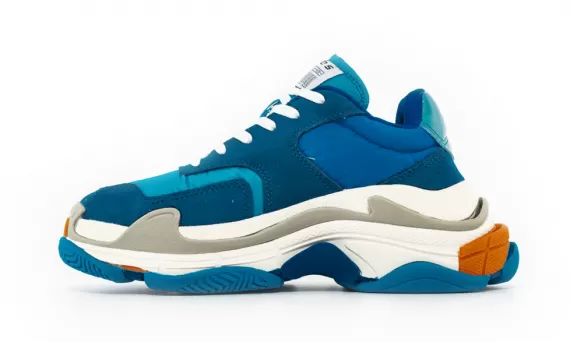 Get the Latest Men's Fashion with Balenciaga Wmns Triple S Trainer Blue White Orange - Discounted Price!