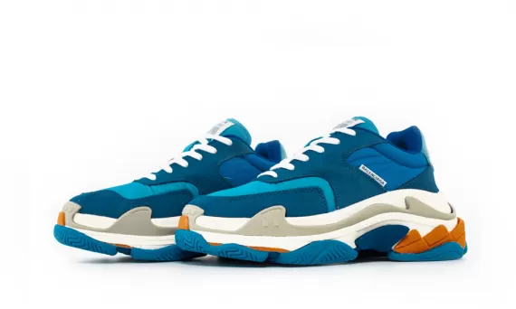 Shop Now for Men's Balenciaga Wmns Triple S Trainer Blue White Orange at a Discounted Price!
