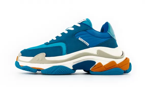 Discounted Women's Balenciaga Triple S Trainer - Blue White Orange - Shop Now