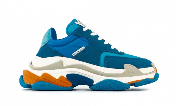 Balenciaga Women's Triple S Trainer Blue White Orange - Discount Shop