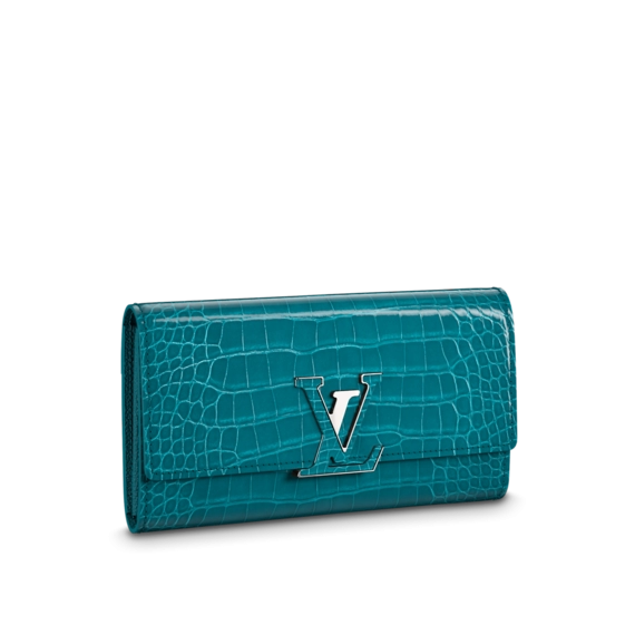Shop the Louis Vuitton Capucines Wallet Bleu Canard Blue for Women