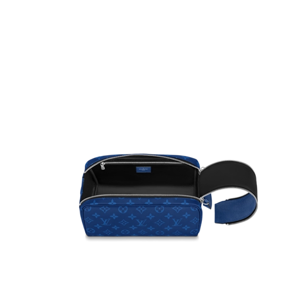 Upgrade your style with the Louis Vuitton Dopp Kit Toilet Pouch Cobalt Blue!